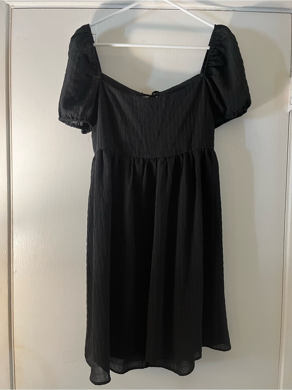 Black Puff Sleeve Square Neck Dress